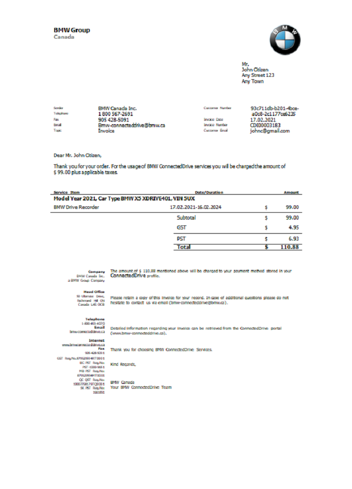 USA BMW invoice (2) PSD template